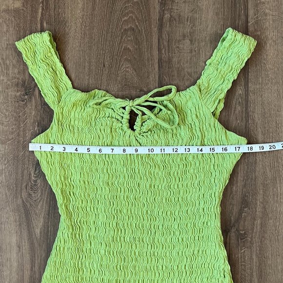 NEW Free People Beach Eleni Bodycon Maxi Cotton Blend Smocked Green Dress Sz L - Picture 8 of 14